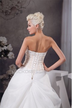 New Style Satin Strapless Sleeveless A-Line Beaded Wedding Dresses 2030805