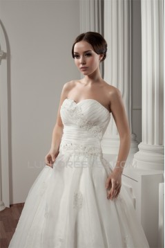 New Style Sweetheart Sleeveless A-Line Satin Lace Wedding Dresses 2030806