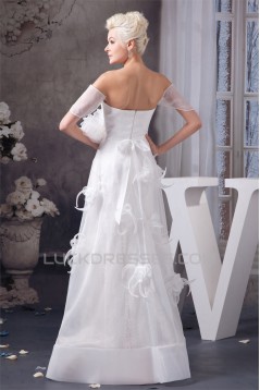 Off-the-Shoulder Satin Lace Sheath/Column Sweet Wedding Dresses 2030807