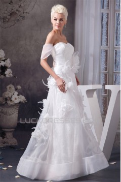 Off-the-Shoulder Satin Lace Sheath/Column Sweet Wedding Dresses 2030807