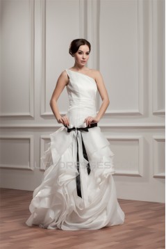 One-Shoulder A-Line Sleeveless Floor-Length Wedding Dresses 2030810