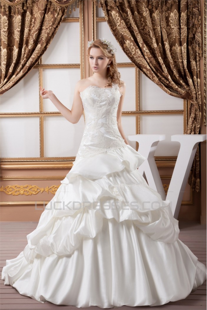 One-Shoulder A-Line Sleeveless Satin Lace Wedding Dresses 2030812