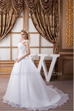 One-Shoulder A-Line Sleeveless Most Beautiful Wedding Dresses 2030814