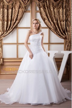 One-Shoulder A-Line Sleeveless Most Beautiful Wedding Dresses 2030814