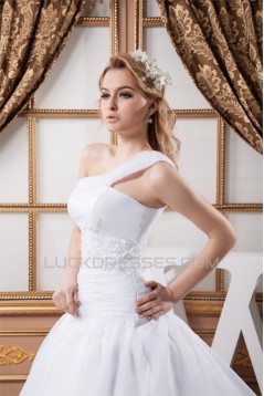 One-Shoulder A-Line Sleeveless Most Beautiful Wedding Dresses 2030814