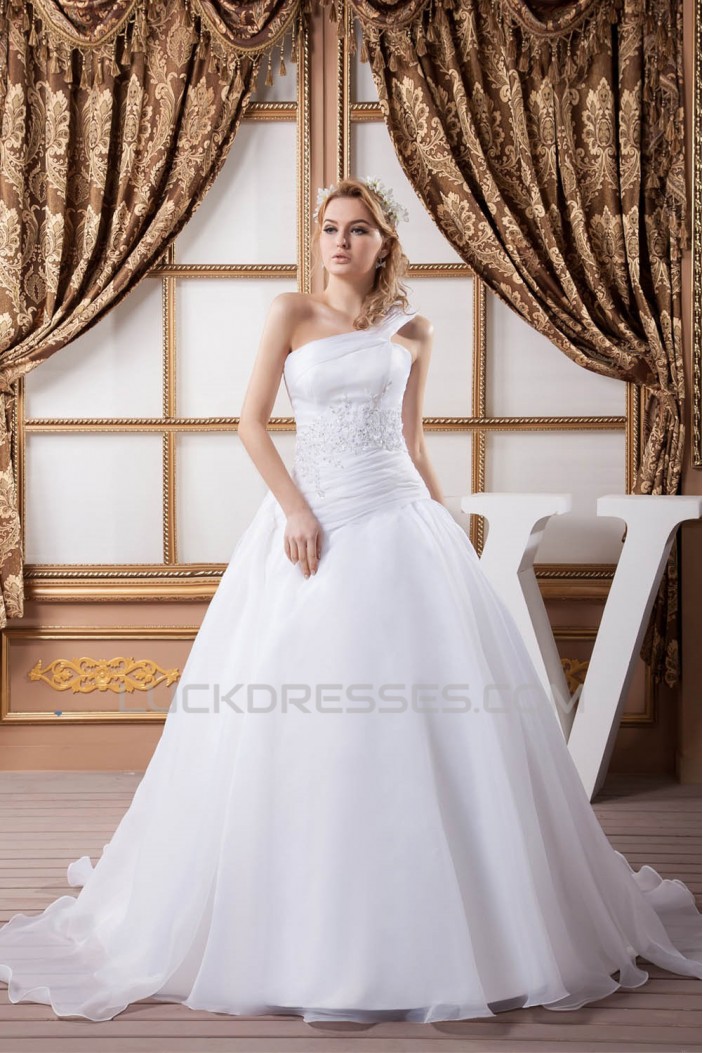 One-Shoulder A-Line Sleeveless Most Beautiful Wedding Dresses 2030814