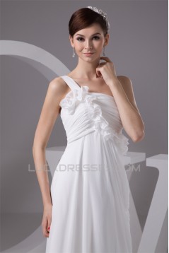 Empire One-Shoulder Sleeveless Chiffon Floor-Length Wedding Dresses Maternity Wedding Dresses 2030816