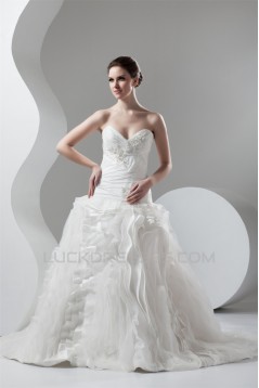 Organza Taffeta Ball Gown Sweetheart Sleeveless Wedding Dresses 2030818