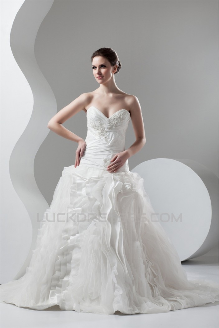 Organza Taffeta Ball Gown Sweetheart Sleeveless Wedding Dresses 2030818