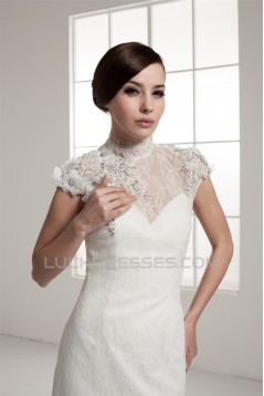 Portrait Sleeveless A-Line Lace Silk like Satin Fine Netting New Arrival Wedding Dresses 2030823