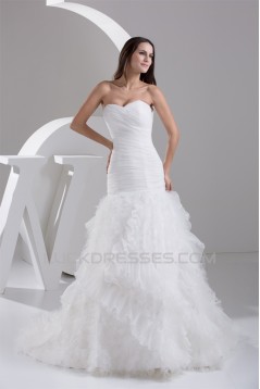 Princess Satin Fine Netting Sweetheart Sleeveless Wedding Dresses 2030824