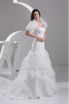 Princess Satin Fine Netting Sweetheart Sleeveless Wedding Dresses 2030824