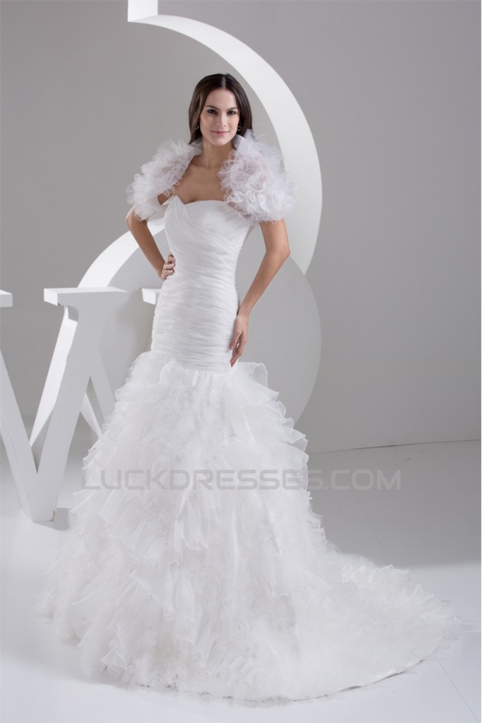 Princess Satin Fine Netting Sweetheart Sleeveless Wedding Dresses 2030824