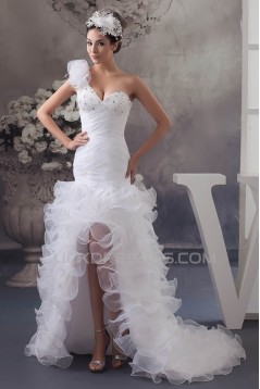 A-Line Asymmetrical Sleeveless One-Shoulder Beading Wedding Dresses 2030829