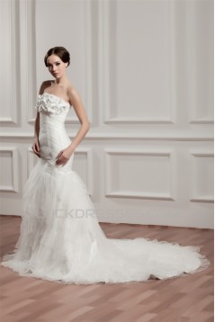 Satin Fine Netting Strapless Mermaid/Trumpet Sweet Wedding Dresses 2030843