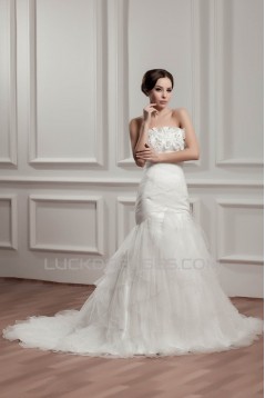 Satin Fine Netting Strapless Mermaid/Trumpet Sweet Wedding Dresses 2030843