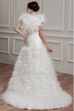 Satin Fine Netting Straps A-Line Sleeveless Reception Wedding Dresses 2030844