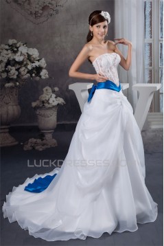 Satin Fine Netting Sweetheart A-Line Sleeveless Lace Wedding Dresses with Color 2030846
