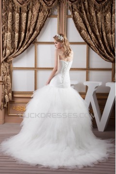 Satin Fine Netting Sweetheart Ball Gown Beaded Wedding Dresses 2030847