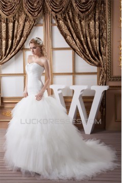 Satin Fine Netting Sweetheart Ball Gown Beaded Wedding Dresses 2030847