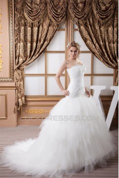 Satin Fine Netting Sweetheart Ball Gown Beaded Wedding Dresses 2030847