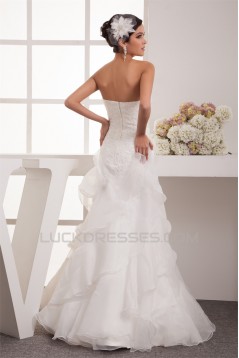 Satin Lace Organza Sweetheart Sleeveless Wedding Dresses 2030851