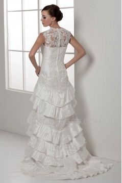 Satin Lace Taffeta Sleeveless A-Line V-Neck New Arrival Wedding Dresses 2030856