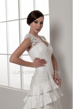 Satin Lace Taffeta Sleeveless A-Line V-Neck New Arrival Wedding Dresses 2030856