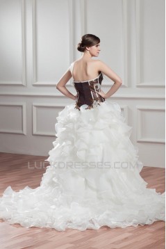Satin Organza Ball Gown Sweetheart Sleeveless Embellished Wedding Dresses 2030863
