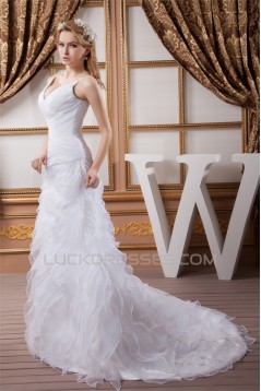 A-Line Satin Organza Sleeveless Wedding Dresses 2030864