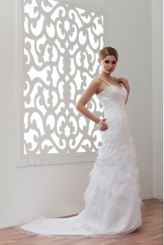 Satin Organza Sleeveless A-Line Sweetheart Embellished Wedding Dresses 2030866