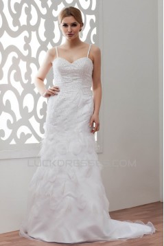 Satin Organza Sleeveless A-Line Sweetheart Embellished Wedding Dresses 2030866