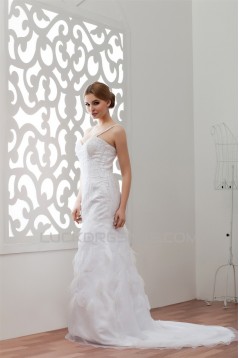 Satin Organza Sleeveless A-Line Sweetheart Embellished Wedding Dresses 2030866