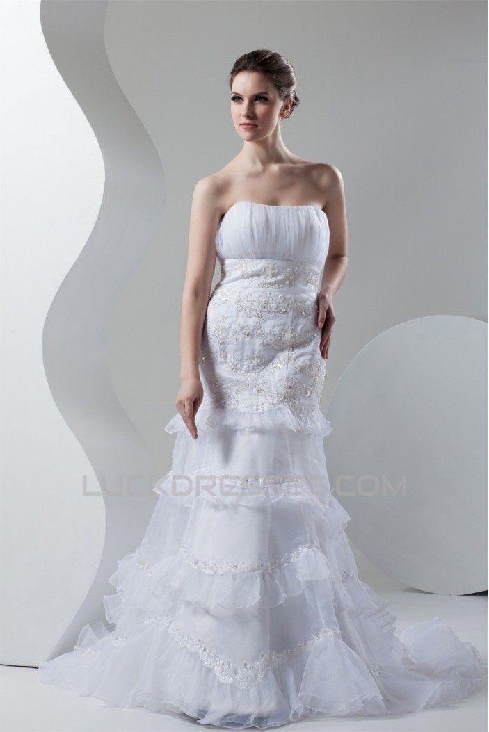 Satin Organza Soft Sweetheart Mermaid/Trumpet Beading Wedding Dresses 2030867