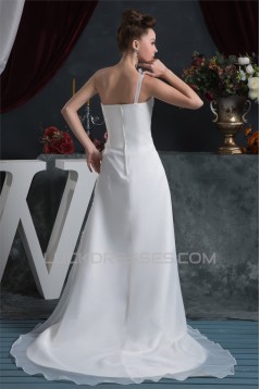 Sheath/Column One-Shoulder Satin Organza Beautiful Beaded Lace Wedding Dresses 2030872