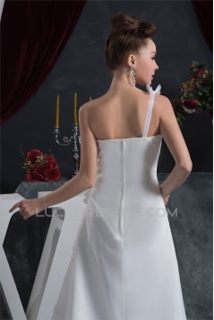 Sheath/Column One-Shoulder Satin Organza Beautiful Beaded Lace Wedding Dresses 2030872