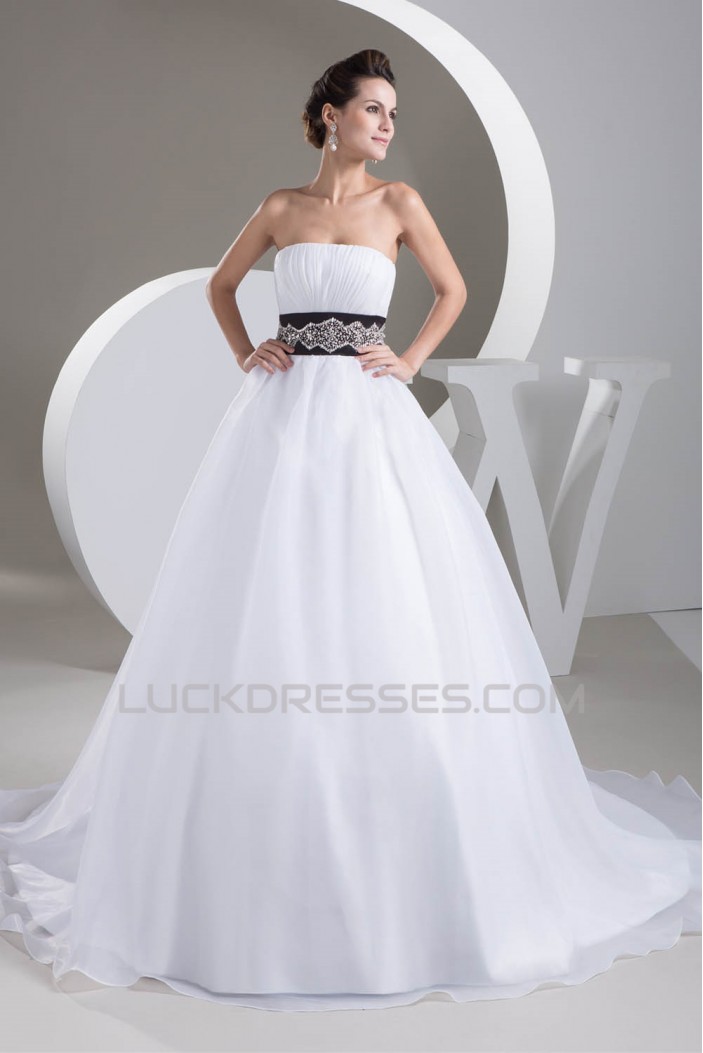 Satin Strapless Sleeveless A-Line Most Beaded Wedding Dresses 2030880