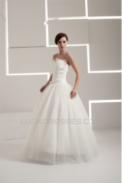 Satin Taffeta A-Line Strapless Sleeveless Wedding Dresses 2030883