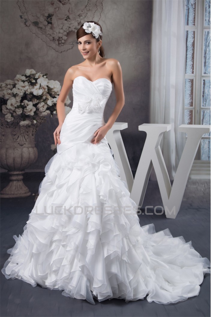 Satin Taffeta Fine Netting Princess Sweetheart Wedding Dresses 2030884