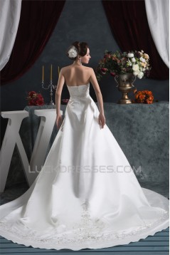 Satin Taffeta Sleeveless Strapless A-Line New Arrival Wedding Dresses 2030891