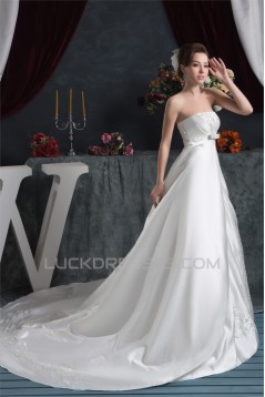 Satin Taffeta Sleeveless Strapless A-Line New Arrival Wedding Dresses 2030891