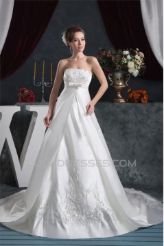 Satin Taffeta Sleeveless Strapless A-Line New Arrival Wedding Dresses 2030891