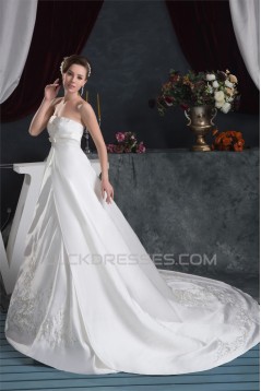 Satin Taffeta Sleeveless Strapless A-Line New Arrival Wedding Dresses 2030891