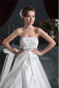 Satin Taffeta Sleeveless Strapless A-Line New Arrival Wedding Dresses 2030891