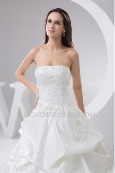 Satin Taffeta Strapless A-Line Sleeveless Sweet Wedding Dresses 2030895