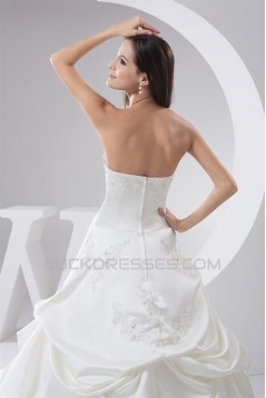 Satin Taffeta Strapless A-Line Sleeveless Sweet Wedding Dresses 2030895