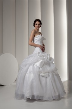 Satin Taffeta Strapless Sleeveless Ball Gown Sweet Wedding Dresses 2030896