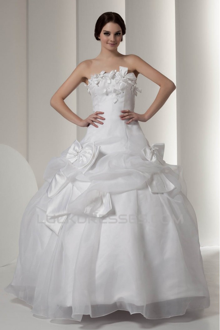 Satin Taffeta Strapless Sleeveless Ball Gown Sweet Wedding Dresses 2030896