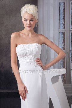 Sheath/Column Sleeveless Strapless Chiffon Wedding Dresses with A Short Sleeve Jacket 2030901