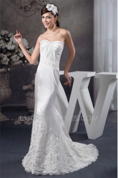 Silk like Satin Soft Sweetheart Mermaid/Trumpet Sweet Lace Wedding Dresses 2030904